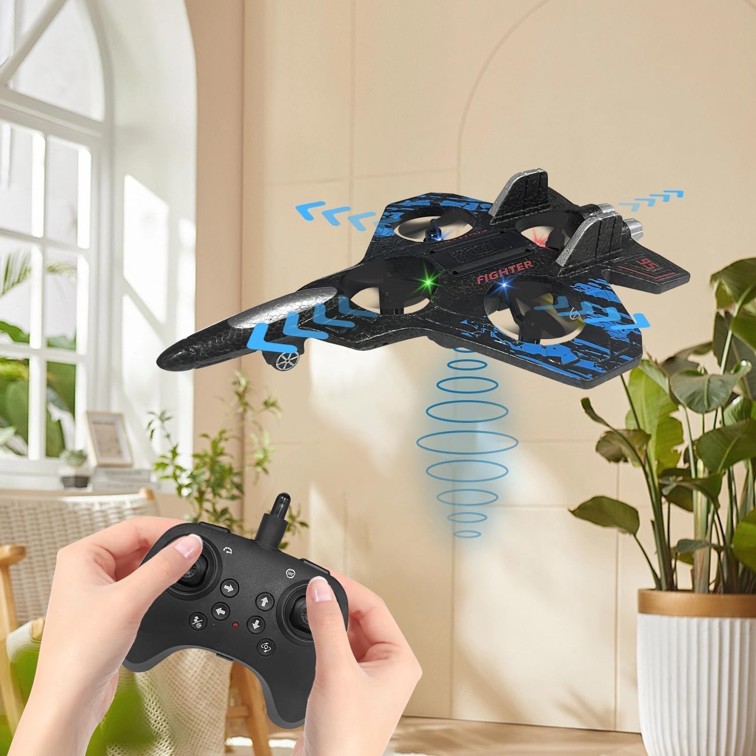 RC Fighter Drone Toy with Remote Control, Rechargeable Flying Plane X33 - Image 2