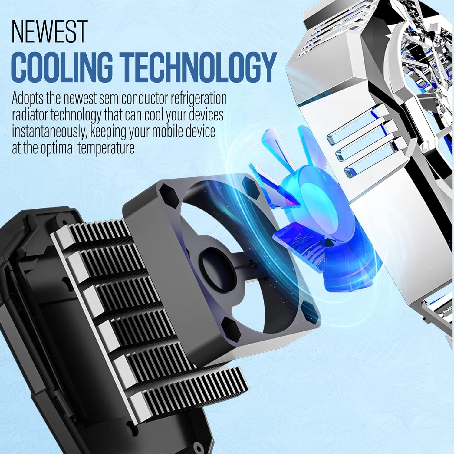 Phone Cooler Fan Dual-Speed Gaming Mobile Radiator with Semiconductor Cooling for iPhone & Android Smartphones Plug & Play - Image 4