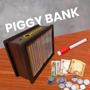 Wooden Coin Piggy Bank for Kids, 100000 Money Saver