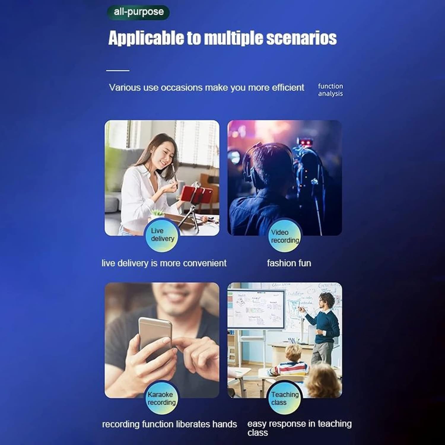 K-35 3.5mm Aux Dual Receivers (2 - Mics, 1 Input) Wireless Collar Microphone Lapel Lavalier Mic Plug & Play - Image 3